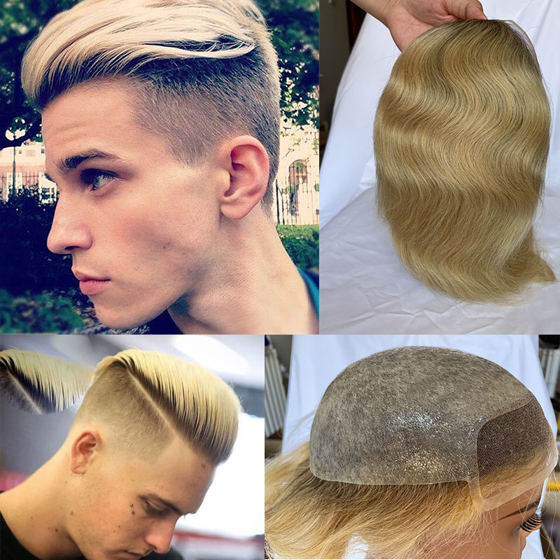 Pwigs Toupee for Men European Human Hair Swiss Lace Front Natural Hairline Hair Pieces 0.08mm Thin Skin PU V-looped Men's Hair Replacement System 8x10 - Image 3