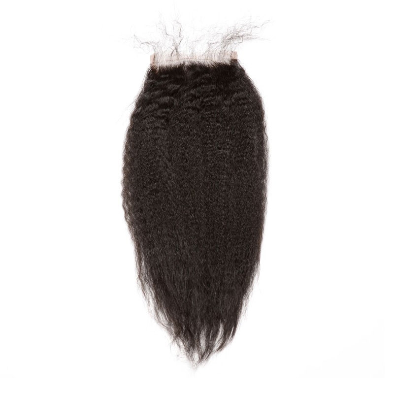 4x4 HD Lace Closure Ftontal Natural Color Kinky Straight Brazilian Remy Human Hair Free Part Lace Closure 4x4 inches - Image 4