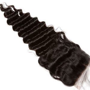 HD Lace Closure Weave Brazalian Remy Hair Deep Wave Free Part Lace Closure 4X4 inchs Natural Color - Image 3