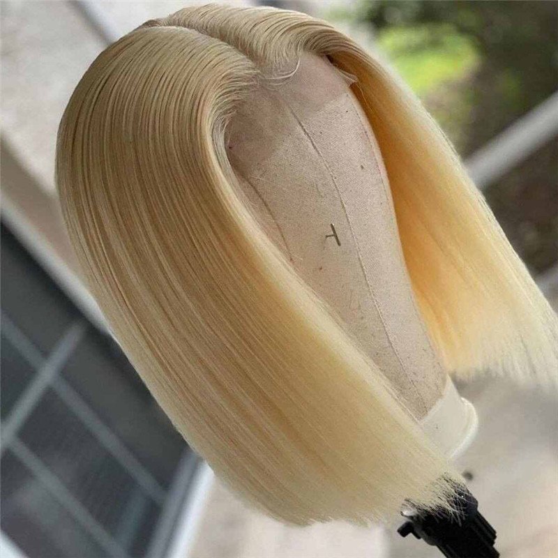 150% Density Red Blonde Highlight Bob Human Hair Wigs Peruvian Hair Bob Blonde Lace Front Wig Transparent Lace Wigs Pre Plucked - Image 5