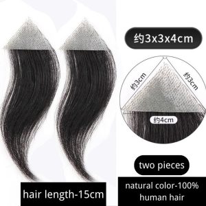 Men's V Loop Frontal Toupee Men's PU Human Hair Hairline 100% Real Human Hair Forehead Hair Patch Hairpiece Sideburns Toupee Men Invisible Seamless Ultra Thin Skin PU Men's Hair System 1B Color - Image 9