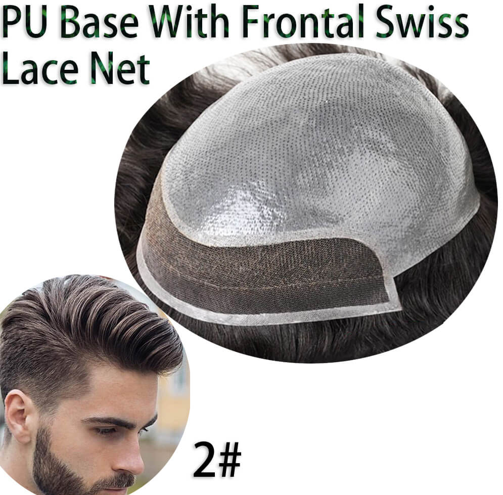 Hairpieces Replacement System For Men Swiss Lace Net With Half Pu Around Hair 100% European Remy Human Hair 10x8 - Image 17