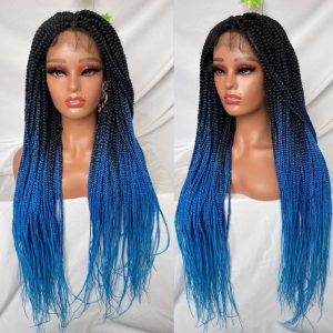9x6 Lace Ombre Wigs 36 Inch double Lace Front Box Braided Wigs Knotless Lace Frontal Wig Synthetic Black Hand Braided Cornrow Braids Wigs With Baby Hair - Image 31