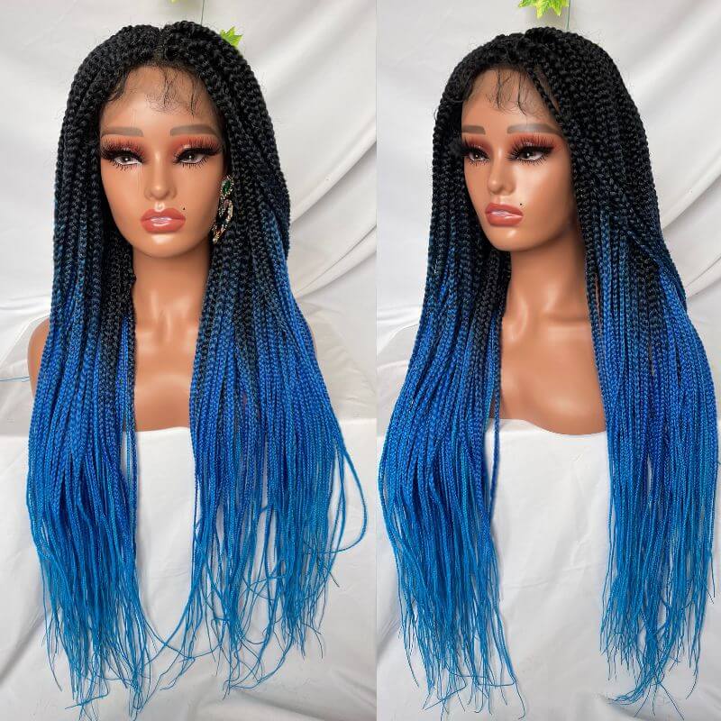 9x6 Lace Ombre Wigs 36 Inch double Lace Front Box Braided Wigs Knotless Lace Frontal Wig Synthetic Black Hand Braided Cornrow Braids Wigs With Baby Hair - Image 31