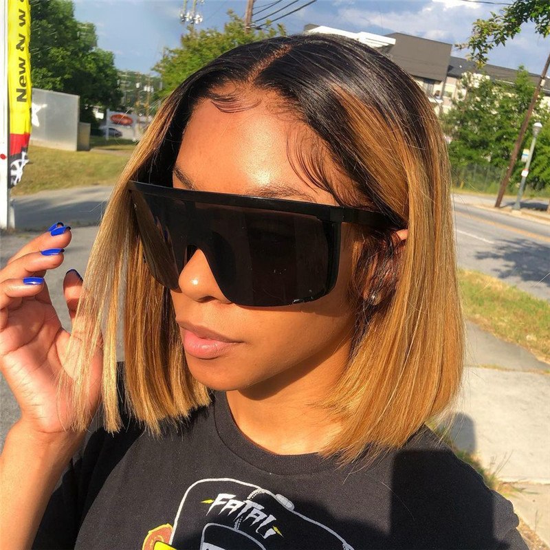 Short Bob T1b/27 Honey Blonde Lace Front Wigs For Women Brazilian Ombre bob Human Hair Wig Pre Plucked Straight Bob Colored Wig - Image 2