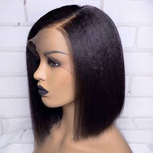 HD Transparent Lace Bleach Knots Glueless Yaki Kinky Straight Human Hair Lace Front Wigs Peruvian Pre Plucked 13x4 Lace Front Wigs For Black Women Glueless Remy Hair - Image 3