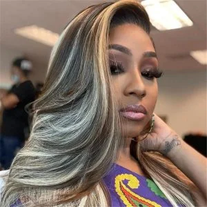 Human Hair Piano Ombre Color Highlight Lace Front Wig