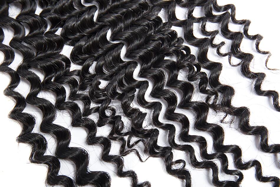 8a Deep Curly Wave 3 Bundles with Lace Frontal Closure 13×4 Ear to Ear Frontal with Bundles Bleached Knots Unprocessed Brazilian Deep Wave Hair - Image 9