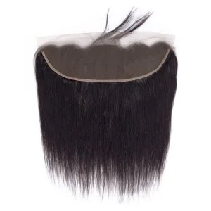 Alternative view of Natural Black Human Hair Brazilian Straight Hair Bundles With lace Frontal 13x4 Closure Bleached Knots Pre Plucked Natural Baby Hair Around