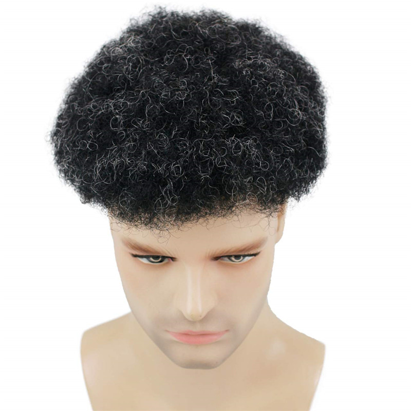 Human Hair Afro Curly Mens Toupee Hairpiece Wig Base with Hard PU Reforced Size 10x8 inch #1B Off Black - Image 34