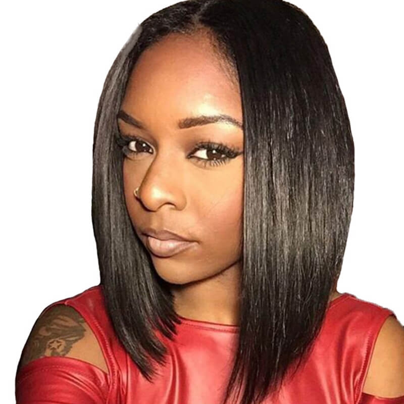 Full Lace Wigs Online Human Hair Straight Bob Wig Bleached Knots 150% Density Natural Color Glueless Wig For Sale