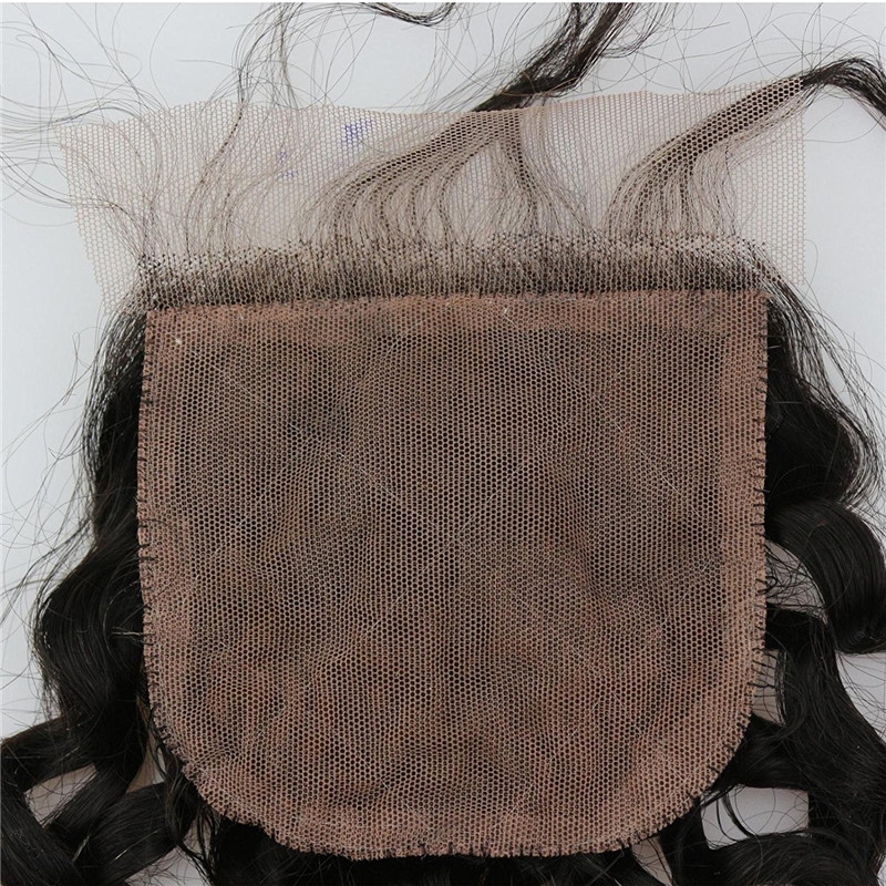 Cheap Malaysian Hair Silk Base Closure 4x4 Human Hair Free Part Curly Silk Top Closure Bleached Konts 10inch - Image 4