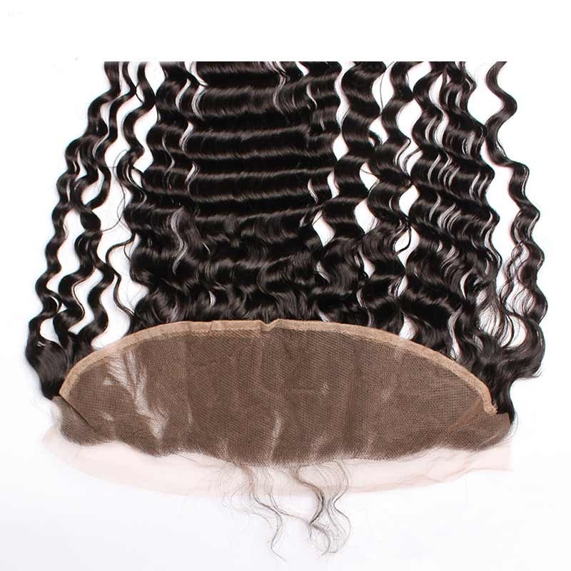 Ear To Ear Lace Front Frontal Piece Deep Wave Mongolian Remy Hair Lace Frontal Closure 13x4inchs Natural Color - Image 2