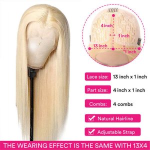 613 Honey Blonde 13X4 Lace Front Wig T Part Lace Wig Straight Human Hair Transparent Lace Frontal Wig For Black Women - Image 5