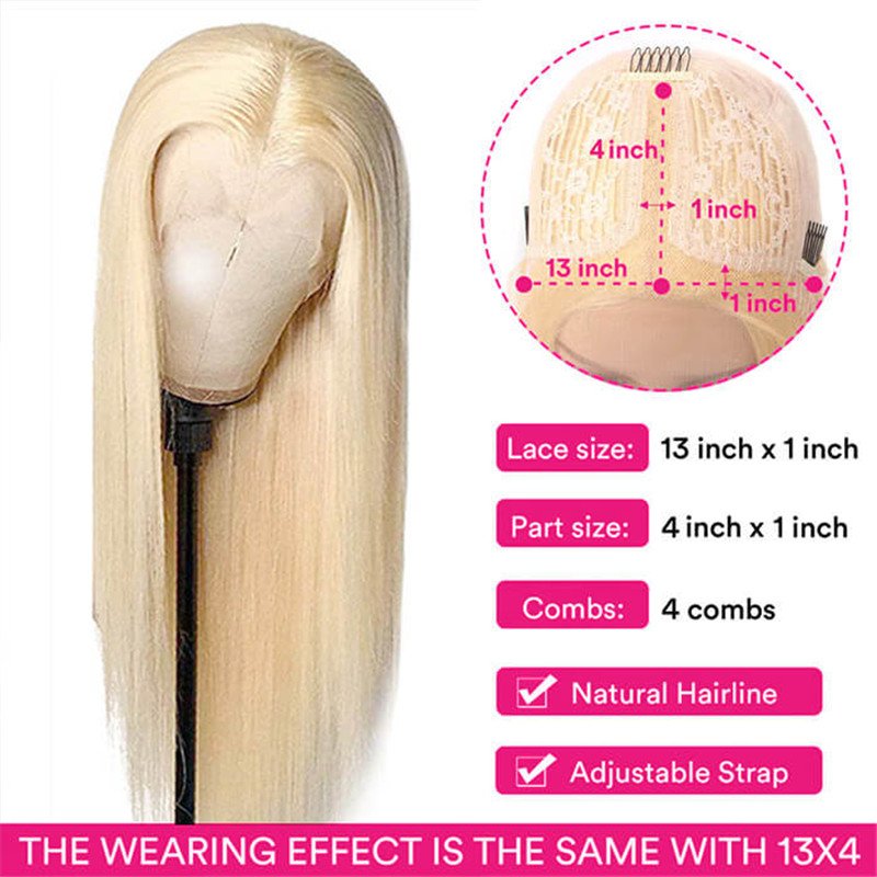 613 Honey Blonde 13X4 Lace Front Wig T Part Lace Wig Straight Human Hair Transparent Lace Frontal Wig For Black Women - Image 5