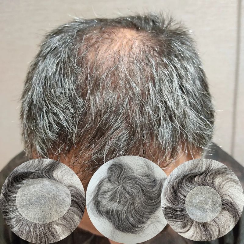 1B60 Side Or Back Hair Patches 8x8 cm Full Skin PU Base Toupee For Men Covering Bald Spots On Head Sides Or Back