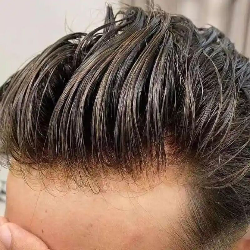 Customize Lace Front with PU on Back and Two Side Mens Toupee Cambodian Human Hair System 12A Hairpieces - Image 4