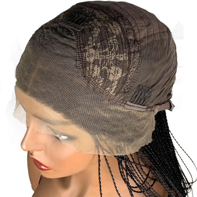 Black Color Hair Braided Box Braids Wigs High Temperature Fiber Hair Synthetic Lace Front Wig For Women Lace Wigs - Image 5