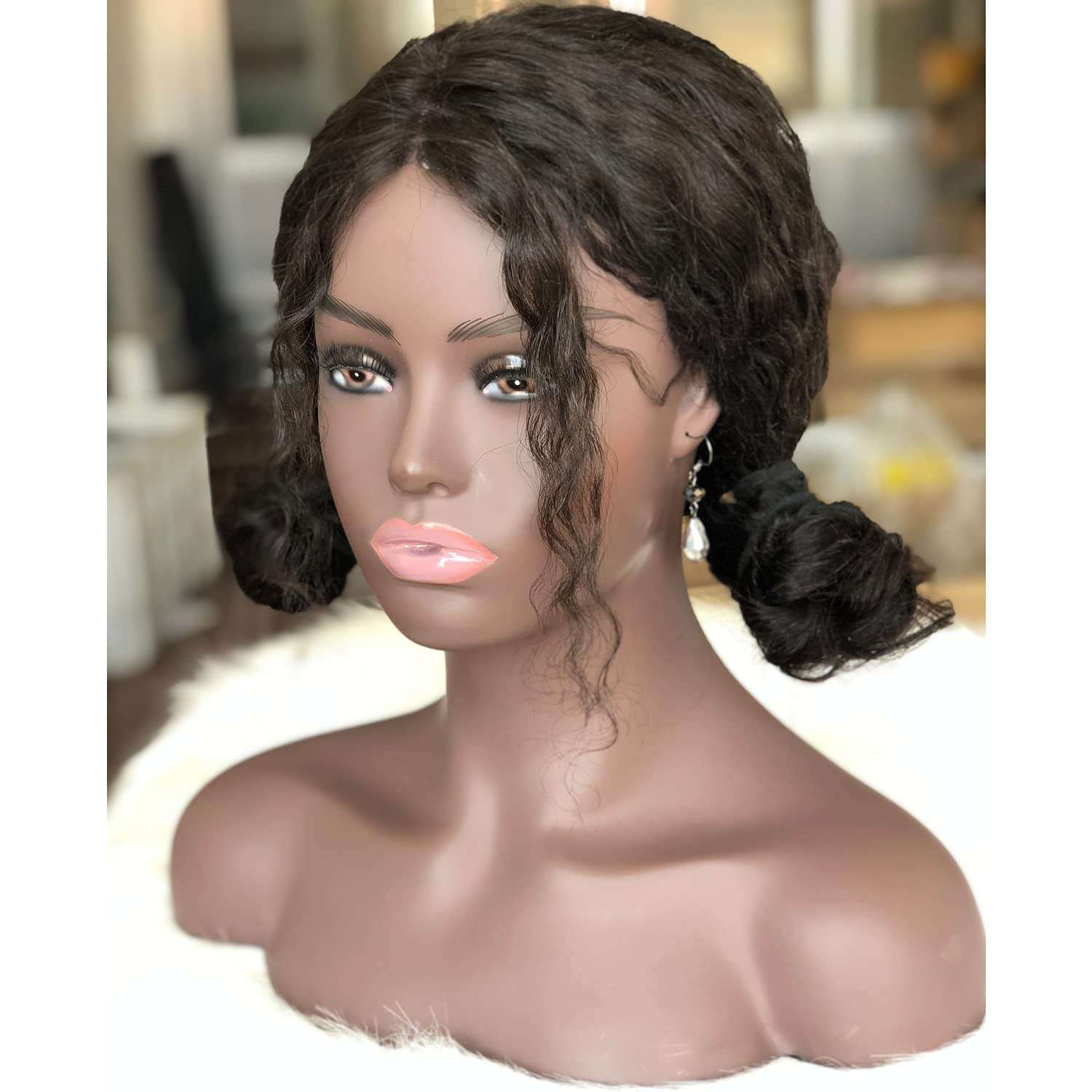Realistic Female Mannequin Head with Shoulder Manikin PVC Head Bust Wig Head Stand with Makeup for Wigs Display Making,Styling,Sunglasses,Necklace Ear - Image 9