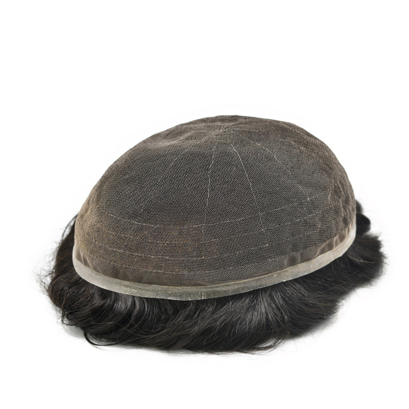 Pwigs Hairpiece Super Thin Full Swiss Lace Mens Toupee Soft Light Density Hairpieces Remy Human Hair Repalcement Bleached Knots Transparent Hair Syste - Image 4