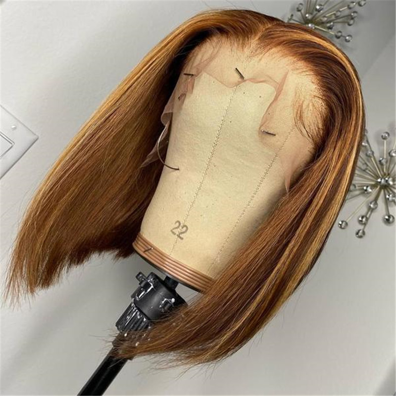 Human Hair Blond Ombre Color Lace Front Bob Wig - Image 2