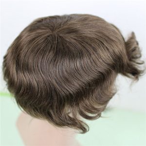 European Virgin Human Hair Toupee for Men 10x8inch Mono Lace with PU Around Slight Wavy Men's Hairpiece Replacement System 3# Color - Image 5