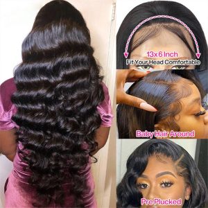 Alternative view of Loose Deep Wave 13*6 Hd Transparent Skin Melt Empire Glueless Compact Frontal Lace Wig Affordable Lace Front Wig Human Hair Wigs