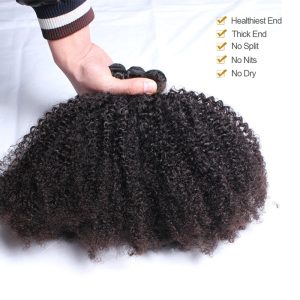 3 Bundles Mongolian Afro Kinky Curly Weave Human Hair Extensions Honey Products Non Remy Natural Color Hair Weaving Bundles 3Pcs/Lot - Image 4