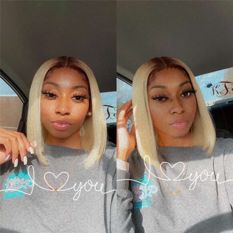 Straight Transpaernt Lace Wigs Bob #4 613 Blonde Lace Front Human Hair Wigs Brazilian 1B 613 Highlighted Bob Closure Wig 150% - Image 4