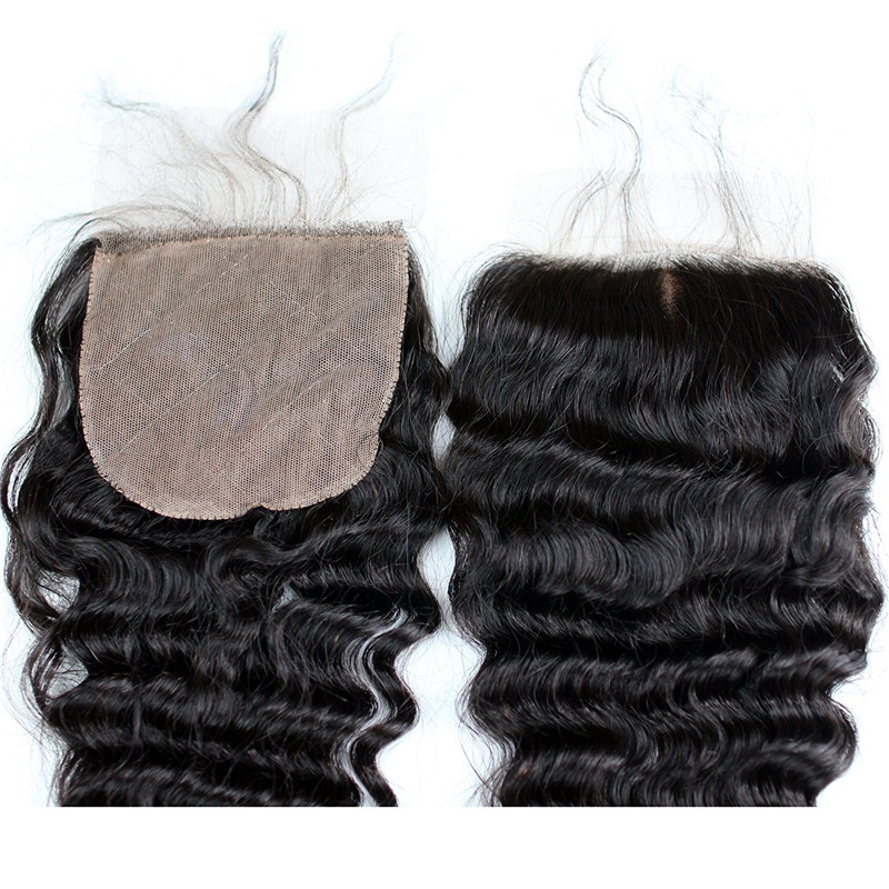 Brazilian Remy Hair Deep Wave Silk Base Closure 4x4 Human Hair Free Middle 3 Part Silk Lace Closure 16inch - Image 4