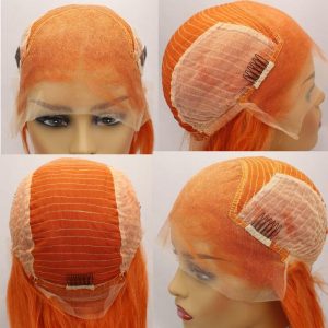 Peruvian Hair Orange Color Human Hair Lace Front Bob Wig - Image 6