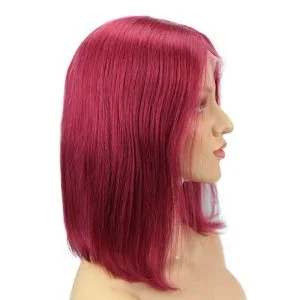 Alternative view of Burgundy 13x6 Short Bob Lace Front Wigs Human Hair Middle Part Sliky Straight Human Hair Wigs Pre-Plucked Natural Hair Line With Baby Hair