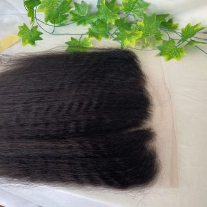 13x6 HD Transparent Human Hair Kinky Straight Lace Frontal with Natural Hairline Ear to Ear Pre-Plucked Full Lace Frontal Closure with Baby Hair Yaki Straight - Image 6