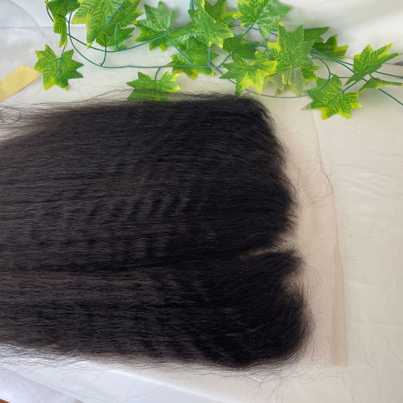 13x6 HD Transparent Human Hair Kinky Straight Lace Frontal with Natural Hairline Ear to Ear Pre-Plucked Full Lace Frontal Closure with Baby Hair Yaki Straight - Image 6