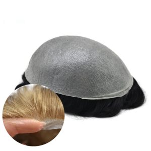 PU V-loop Super Thin Skin Hairpiece Ultra Thin Skin Mens Toupee Invisible Men Hair Replacement Poly Disposable Hairpiece Natural Hairline - Image 3