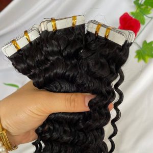 Deep Wave Curly Tape In Hair Extensions Brazilian Skin Hair Weft Human Hair Bundles Tape On Double-siding  Adhesive Invisible - Image 2