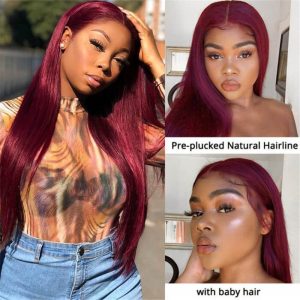 99J Straight/Body Pre Plucked 5X5 Hd Lace Closure Wigs Middle Part Human Hair Natural Hairline - Image 4