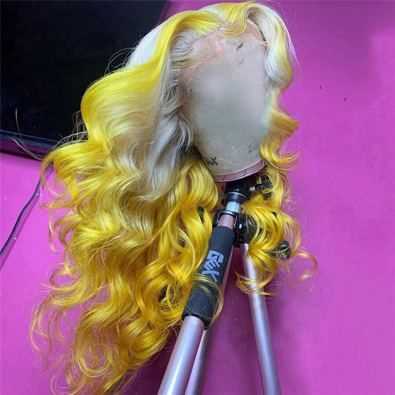 Transparent Colored Wigs Wavy Pink Yellow Lace Front Human Hair Wigs For Women Brazilian Remy Red Lace Front Wig Pre Plucked - Image 2