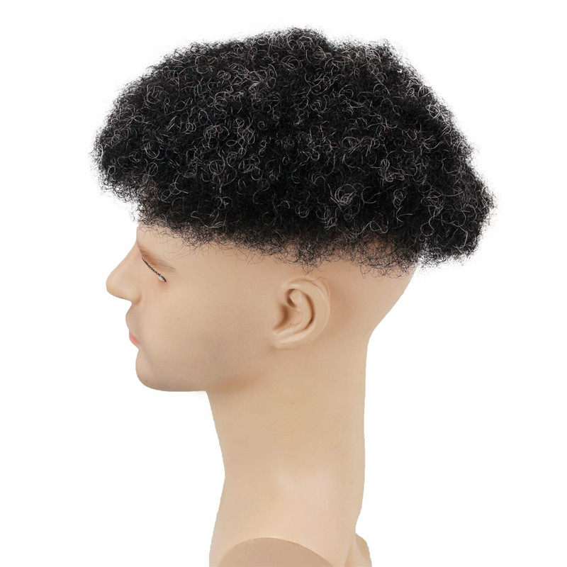 Human Hair Afro Curly Mens Toupee Hairpiece Wig Base with Hard PU Reforced Size 10x8 inch #1B Off Black - Image 32