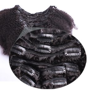 Clip In Human Hair Extensions 4B 4C Afro Kinky Curly Brazilian Non Remy Hair Full Head 7 Pcs Natural Color Hair - Image 4
