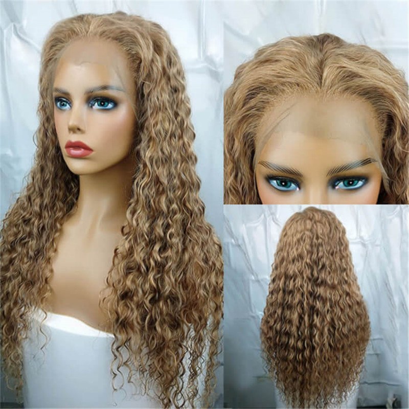 Honey Blonde 13X4 Hd Lace Front Wig Deep Wave #27 Colored Human Hair Wigs 4X4 Closure Wig For African American - Image 4