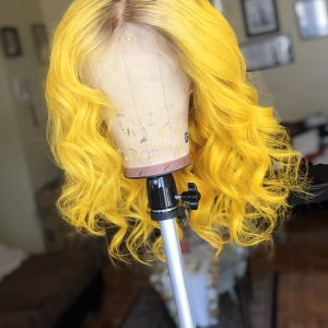 Alternative view of Transparent Lace Wigs # Brown Yellow Ombre Colored Human Hair Wigs Body Wave Brazilian Remy Lace Front Wig Closure Wig