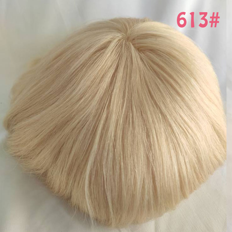 Toupee for Man Ultra Thin Skin PU Men's Hairpiece European Virgin Human Hair Replacement System Pieces 10x8inch #4 Light Brown Color - Image 30