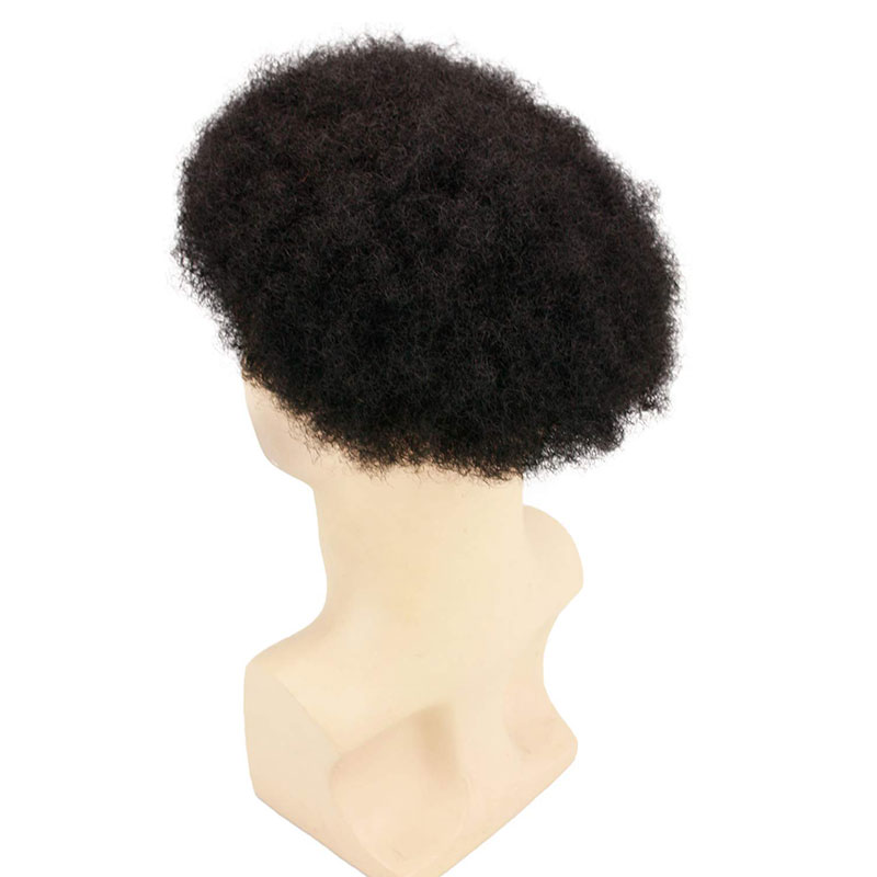 African American Wigs Full Swiss Lace Afro Curly Human Hair Pure White Hair 10x8inch Toupee For Men Human Hair Men's Toupee - Image 10