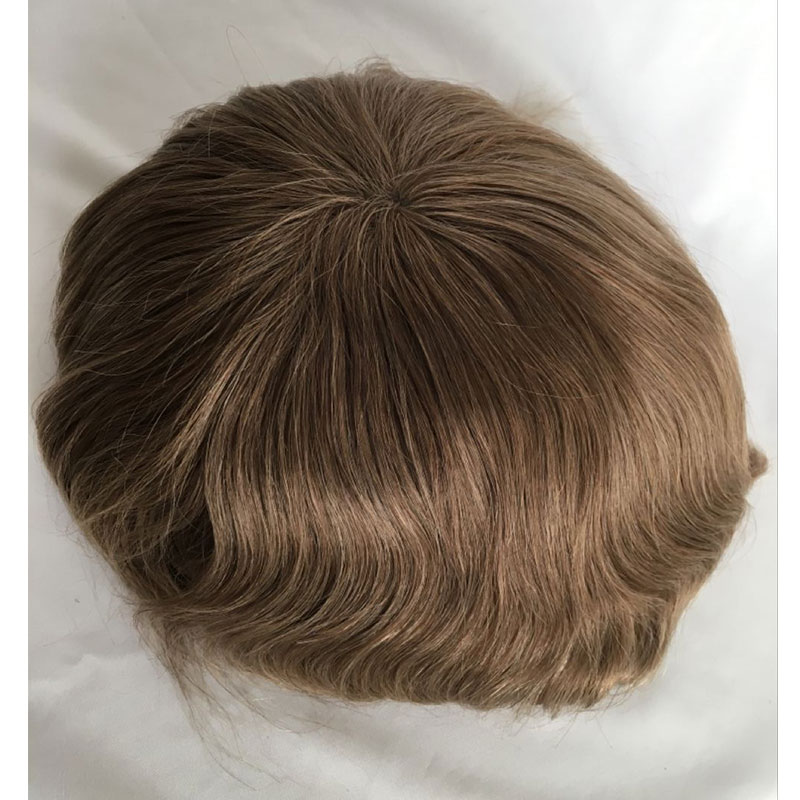 Toupee for men Hair pieces 100% European Virgin Human Hair Replacement System For Men 10"x8" Human Hair Toupee Men Hair Piece #18 Light Brown Color - Image 5