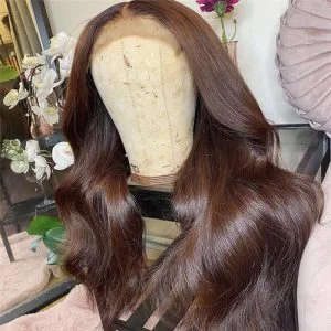 Alternative view of 13x4 Brown Lace Front Human Hair Wigs For Women 150% Peruvian Hair Highlight Wig Body Wave 13x6 Brown Lace Front Wig 8-28inch