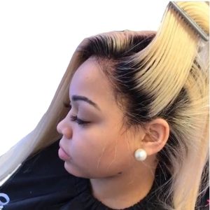 Silky Straight Ombre Blonde 360 Lace Human Hair Wigs 1B/613 Color With Free Part 130% Density For Women