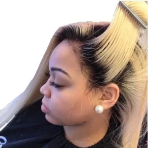 Silky Straight Ombre Blonde 360 Lace Human Hair Wigs 1B/613 Color With Free Part 130% Density For Women