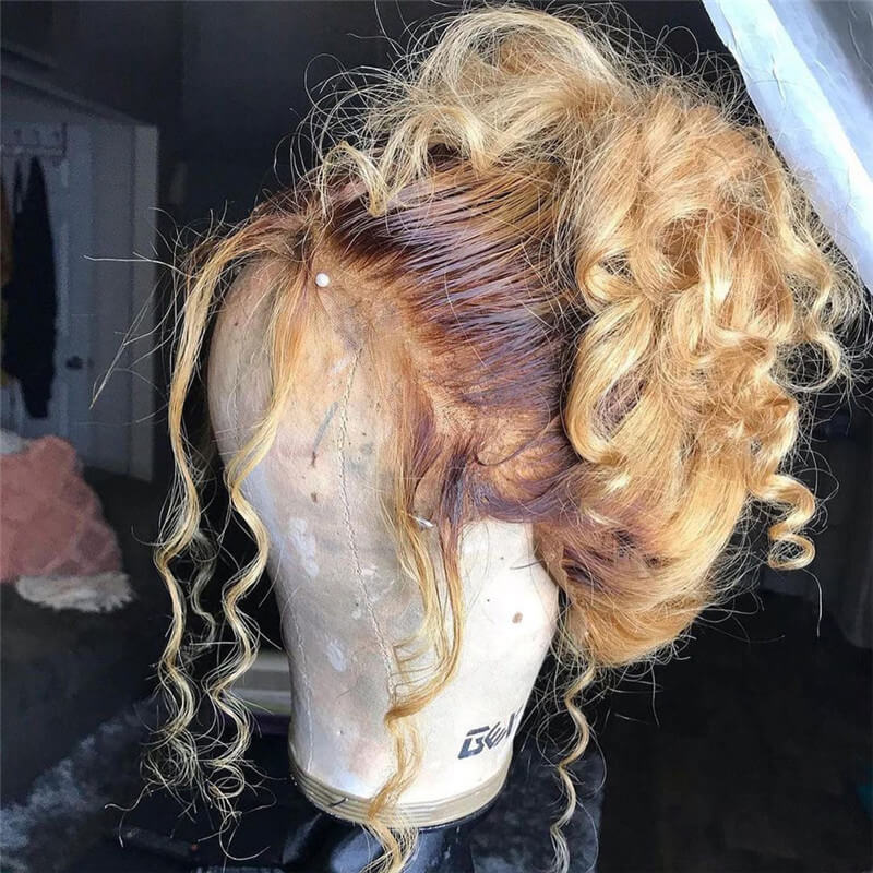 Loose Wave 13x4 Highlighted Lace Frontal Wig Brazilian Remy 4/27 Honey Blonde Lace Front Wigs Highlight Colored Human Hair Wigs - Image 3