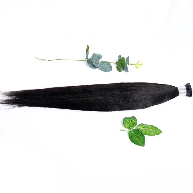 Natural Black Color Yaki Hair Extension I Tips Hair 10A Color Silky I -Tip Light Yaki Straight I Tips - Image 2